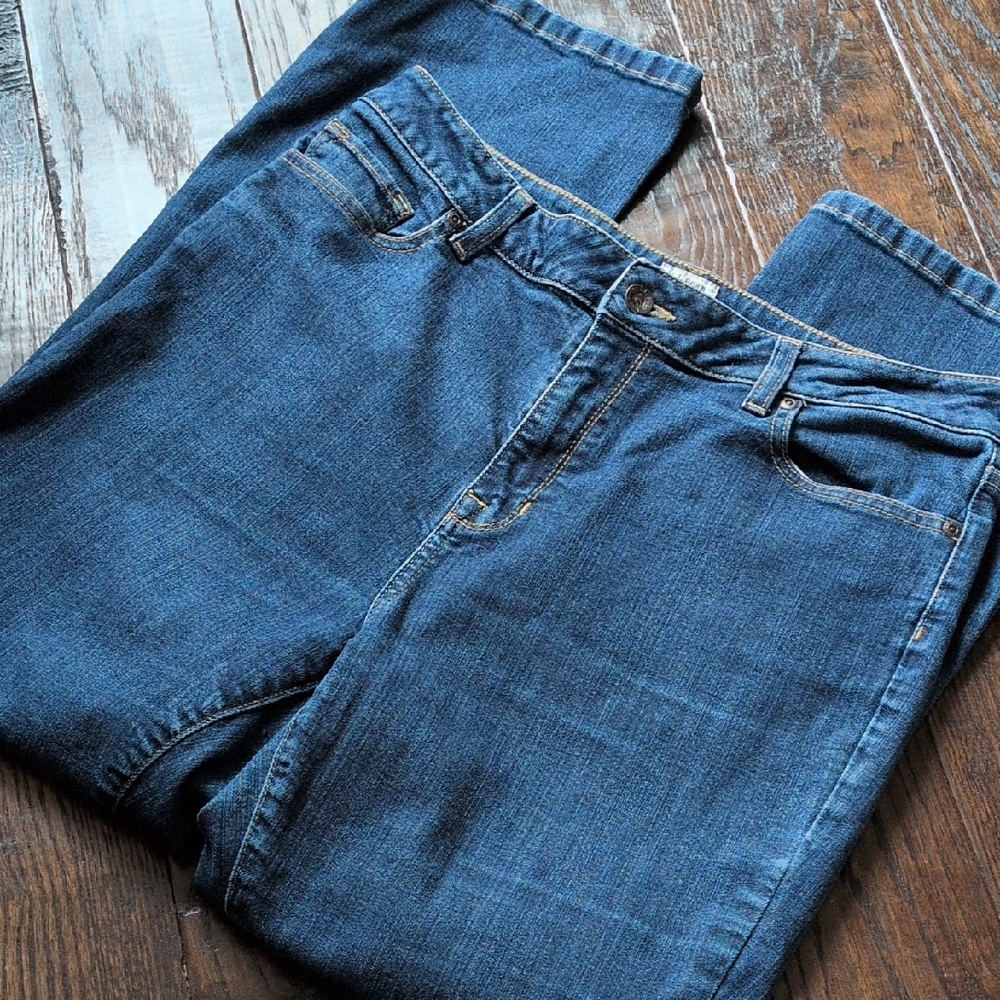 L.L. BEAN I Classic Fit Dark Wash Blue Denim Straight Leg Jeans, 14 R